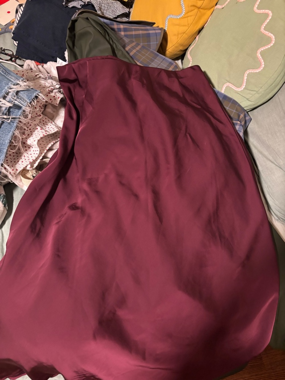 Old Navy Deep Wine Satin Midi Skirt